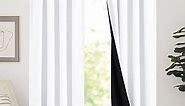 NICETOWN 100% Blackout Curtain Panels, Rod Pocket Window Curtains with Black Liner for Nursery, 84 inches Drop Cold and Full Light Blocking Draperies (White, 2 Pieces, 52 inches Wide Each Panel)