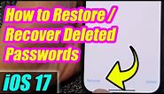 iPhone iOS 17: How to Restore/Recover Deleted Passwords