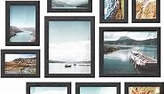 SONGMICS Picture Frames, 10 Pack Collage Picture Frames with Two 8x10, Four 5x7, Four 4x6, Photo Frame Set for Wall Gallery Decor, Hanging or Tabletop Display, Clear Glass Front, Ink Black