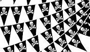 Tatuo 90 Pcs Pirate Banner Pirate Birthday Party Decorations Pirate Skull Pennant Flags Pirate Ship Triangle Banner Decor for Pirate Party Celebration Decor