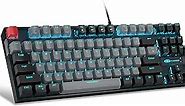 MageGee 75% Mechanical Gaming Keyboard with Blue Switch, LED Blue Backlit Keyboard, 87 Keys Compact TKL Wired Computer Keyboard for Windows Laptop PC Gamer - Grey/Black