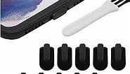 PortPlugs 10 Anti Dust Plugs, Compatible with iPhone 11, X, XS, XR, 8, 7, 6 Plus, Max, Pro, AirPods, Protection from Dirt, Sand, Lint, and Debris with Port Cleaning Brush (Black)
