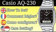 Casio AQ-230 Set Time | Adjust Date & Dual Time Casio Analog Digital Quartz Watch