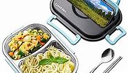Stainless Steel Lunch Box - Bento Lunch Box for Adults Reusable Lunch Box Insulated Lunch Containers with Spoon, Chopsticks and Phone Stand - Stainless Steel Bento Box Adult Lunch Box Tiffin Lunch Box