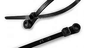 HS Plastic Ties with Screw Holes (100 Pack) 7.5 Inch Mount Head Electrical Zip Ties 50 LBS,UV Black