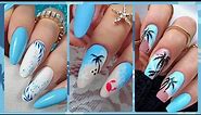 Beach Themed Nail Art Designs Ideas -Beach Nail - Sunset Nail Art - Palm tree Nail Art