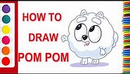how to draw pom pom from bluey| bluey drawing coloring painting for kids and toddlers #blueydrawings