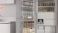 Shengsite Over Door Pantry Organizer, Detachable Alloy Steel Storage Rack, 4 Large and 4 Small Baskets, Ideal for Kitchen, Bathroom, Table Food Storage