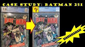 Case Study: Batman #251 CGC graded 7.0 comic book crack, clean, whiten, stain removal, press, resub