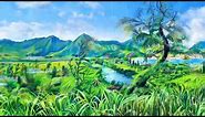Hawaii Nature Ambience 🌴🌺 Relaxing Nature Sounds & Occasional Rainfall 🌧️ Aesthetic Kauai Art
