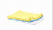 Amazon Basics Microfiber Cleaning Cloths, Non-Abrasive, Reusable and Washable, Pack of 24, Blue/White/Yellow, 16" x 12"