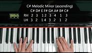 C Sharp Minor Scale on Piano Natural Harmonic Melodic