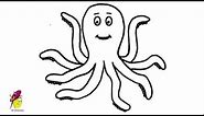 Happy Octopus - Sea Animals - Easy Drawing - how to draw an Octopus