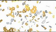 Falling Silver And Gold Bitcoin BTC Logo Symbols Crypto Market Crash 4K 60fps Wallpaper Background