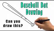 How to Draw a Baseball Bat Drawing | Easy Baseball Bat Step by Step Sketch