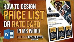How to Design Price List or Rate List Card in MS Word | DIY Tutorial
