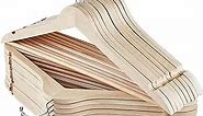 ELONG HOME Wooden Hangers, 30 Pack Slim Wood Coat Hangers with Extra Smooth Finish, Precisely Cut Notches and Chrome Swivel Hook, Wooden Clothes Hangers for Shirt Suit Jacket Dress, Natural