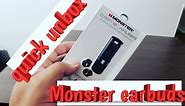 Monster's wireless earbuds unbox