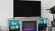 Ameriwood Home Lumina Deluxe Fireplace TV Stand for TVs up to 70", Light Walnut