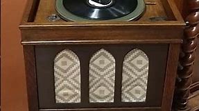 Brunswick Antique Record Player Wind Up Phonograph 107 M & Records
