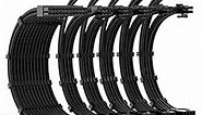ABNO1 PSU Cable Extension Kit 30CM Length with Two Sets of Cable Combs,1x24Pin/2x8Pin(4+4)/3x8Pin(6P+2P) PC Sleeved Cable for ATX Power Supply (Black), A-11