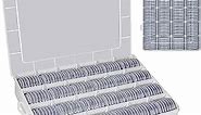 168 Pcs 46mm Coin Capsules with Foam Gasket and Plastic Storage Organizer Box, Coin Dollar Holder Case, 7 Sizes (16/20/ 25/27/ 30/38/ 46mm) Coins Container for Silver Coin Collection Supplies-White