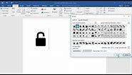 How to type open lock symbol in word