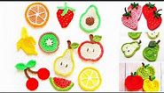 Crochet fruit appliques pattern/Orange,apple,watermelon,cherry,strawberry,,banana applique pattern
