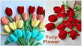#168 Crochet Tulip Flower🌷Móc Hoa Tulip Nở, Móc Hoa Tulip Ghép Cánh | Dương Liễu Handmade
