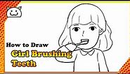 How to Draw Girl Brushing Teeth
