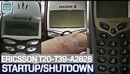 Ericsson T20, T39 & A2628 Mobile Phones - Startup & Shutdown shows from 3 Classic Handsets.