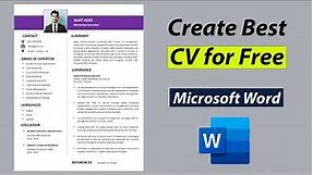 Make Professional CV for Free in MS Word | Best CV Format 2022