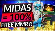 This SECRET BUILD IS 100% FREE MMR - Midas is THE BEST CARRY ITEM - Dota 2 Guide