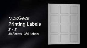 MaxGear 2" x 2" Square Labels, for Inkjet or Laser Printer