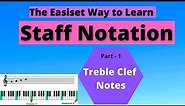Lesson 7: Staff Notation: The Easiest Way to Learn: Part-1 Treble Clef Notes