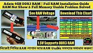 Adata 4GB DDR3 RAM | Full RAM Installation Guide | RAM Not Show & Full Memory Usable Problem Solved