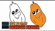 How to Draw Cartoon Papaya Easy Step by Step for kids Papaya Drawing Tutorial