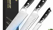Professional Chef Knife Set Sharp Knife, German High Carbon Stainless Steel Kitchen Knife Set 3 PCS-8" Chefs Knife &7" Santoku Knife&5" Utility Knife, Knives Set for Kitchen with Gift Box