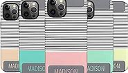 Personalized Custom Name Case Thin Stripes & Pastel Colors Designed ‎for iPhone 15 Plus, iPhone 14 Pro Max, iPhone 13 Mini, iPhone 12, 11, X/XS Max, ‎XR, 7/8‎ Multicolor
