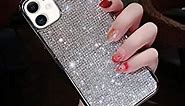 LUVI Compatible with iPhone 12 Mini Diamond Case Cute Bling Glitter Rhinestone Crystal Shiny Sparkle Protective Cover with Electroplate Plating Bumper Luxury Fashion Protection Case 5.4 inch Silver