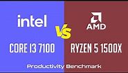 Intel Core i3 7100 vs AMD Ryzen 5 1500X - Productivity Benchmark