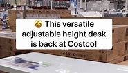 🤩 This versatile adjustable height desk is back at Costco! It works as a sitting or standing desk with a digital readout! Plus it has a tempered glass top and includes three USB ports! 👏🏼 $299.99! #desk #worskpace