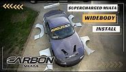 Supercharged NA Miata Gets A Widebody In 15 Minutes | Carbon Miata Type 3 Wide Body Kit