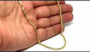 14k Yellow Gold Round Box Chain Necklace, 2.1mm