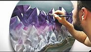 -REALISTIC AMETHYST GEODE- acrylic SPEED PAINTING