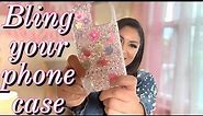 Customize your cell phone case with rhinestones and flatpack charms.