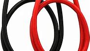 2 AWG 2Gauge 3ft (Each) Battery Cables Set with Terminals, 3/8-Inch Lugs (2pcs Red + Black) for Motorcycle, Automotive, Marine, Solar, ATV, RV