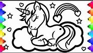 GLITTER Unicorn Coloring and Drawing 💜💙💚💛💗 GLITTER Unicorn Coloring Page