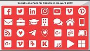 How to insert Social media icons pack and Symbols for resume / CV in ms word 2019