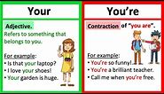 YOUR vs YOU'RE 🤔| What's the difference? | Learn with examples